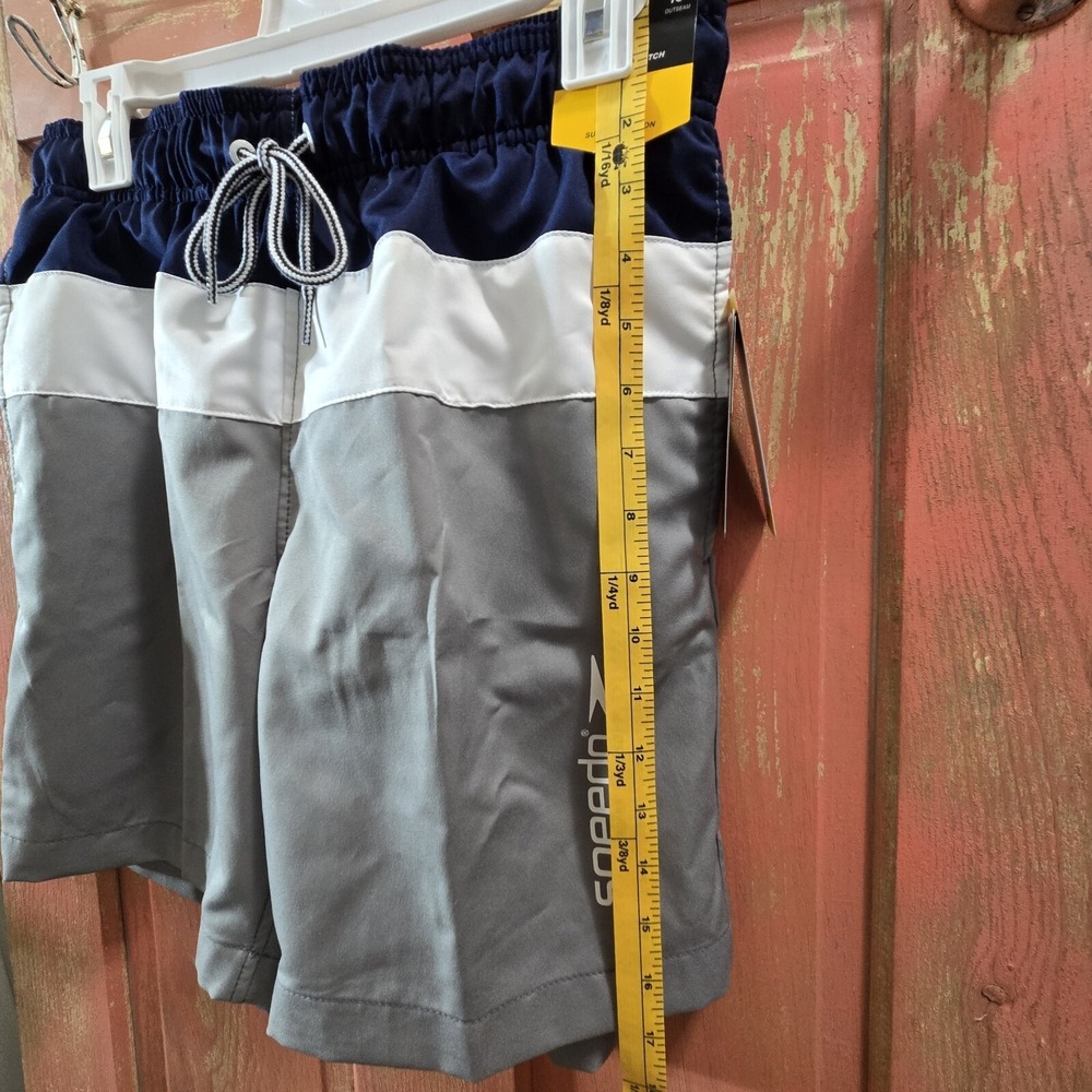 Speedo Men's Swim Trunks Size Small Gray Blue White Colorblock Volley Shorts NEW - Picture 15 of 16